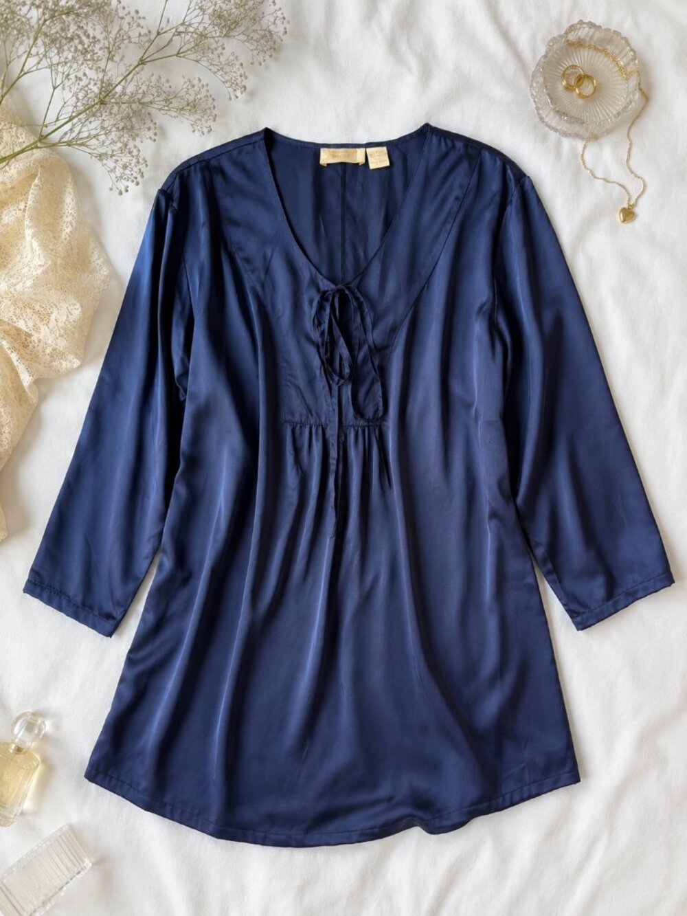 Vintage Victoria’s Secret Gold Label 100% Silk Coquette Nightshirt Satin Small